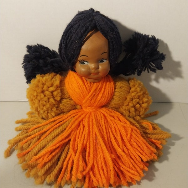 Vintage Yarn Doll With Plastic Face