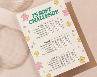 75 Day Soft Challenge Bundle, Weekly 75 Hard Habit Tracker, Printable Workout Planner, Daily Fitness Journal, Editable Canva Template