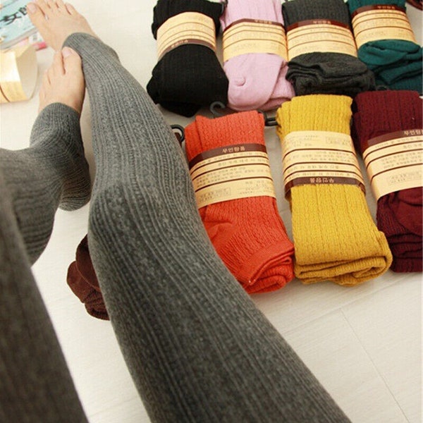 Women Winter Cable Knit Sweater Tights Warm Stretch Stockings Pantyhose UK.....Fit to size 6-10