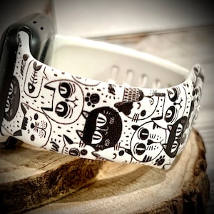 Cat watch Band cats watch Band cat lover watch band cat lover gift black white cats