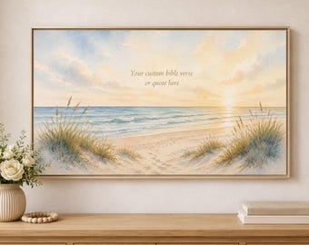 Custom Wide Bible Verse Beach Framed Matte Canvas