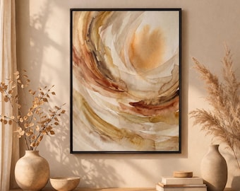 Quadro astratto su tela opaca con cornice raffigurante un vortice di Sole e Terra.