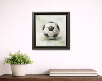 Quadro su tela opaca con cornice raffigurante un pallone da calcio.