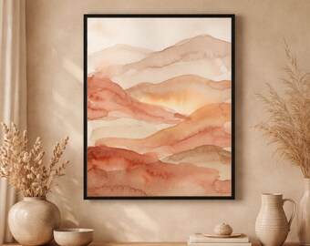 Tramonto astratto, quadro su tela con cornice opaca.