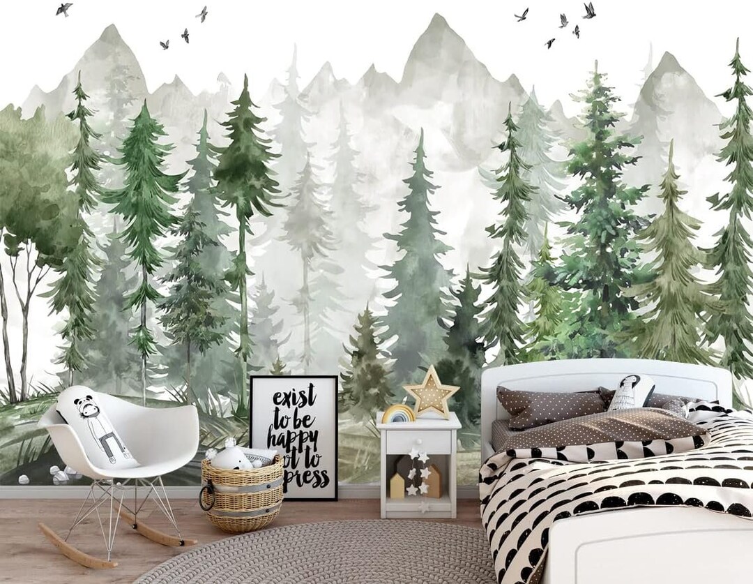 Wallpaper for Kids Mountains and Trees Peel N Stick Mural Self Adhesive ...