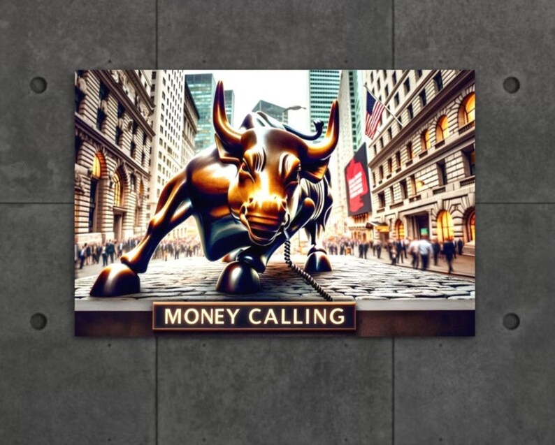Wall Street Bull Canvas Art Golden Bull Money Calling Wall Art Stock