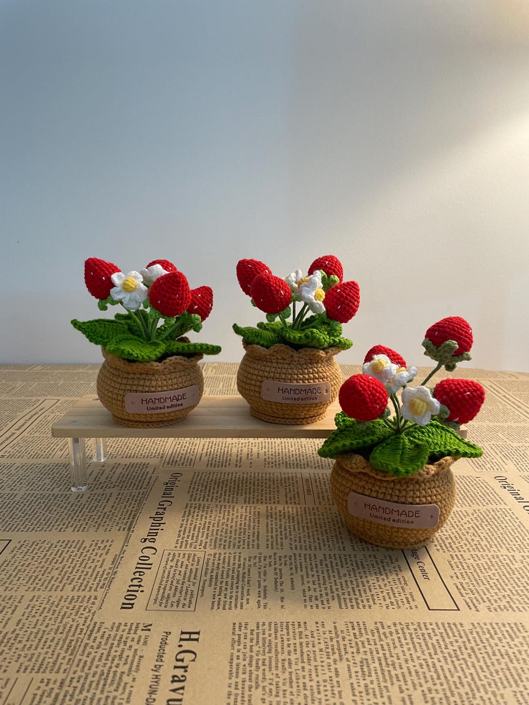 Crochet Strawberry Flower Pot Handmade Perfect Gift - Etsy Australia