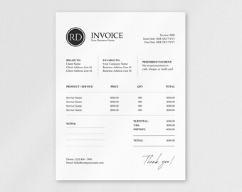 Minimal Invoice Template 1.4 | CANVA Editable | Small Business Billing ...