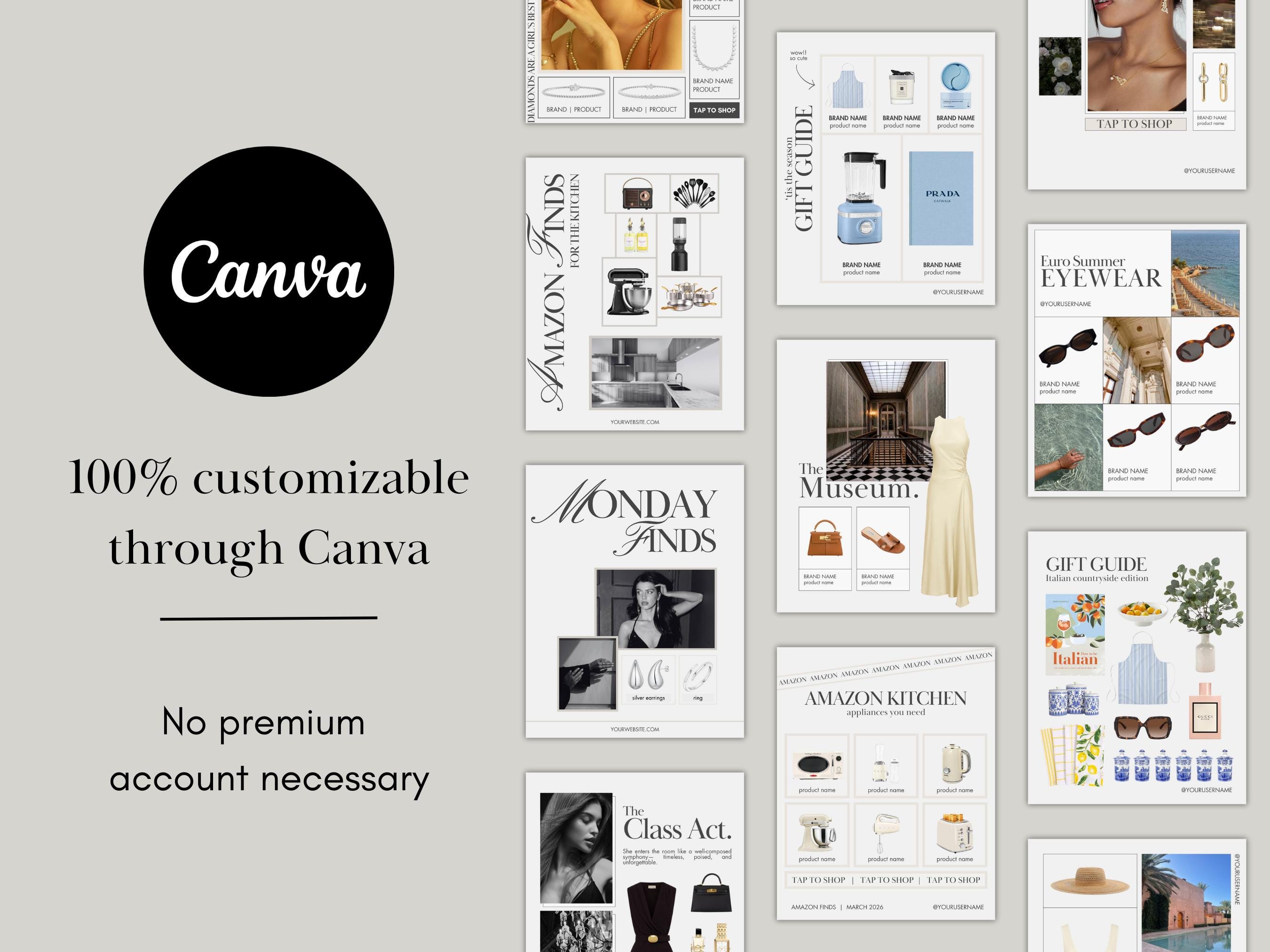 BUNDLE of 90 Editable Canva LTK Instagram Template, Gift Guide, Home ...