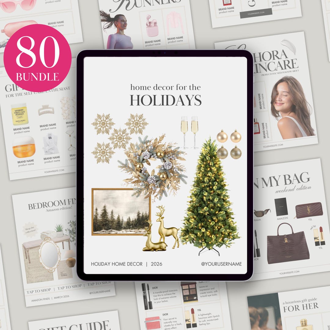 BUNDLE of 80 Editable Canva LTK Instagram Template, Gift Guide, Home ...