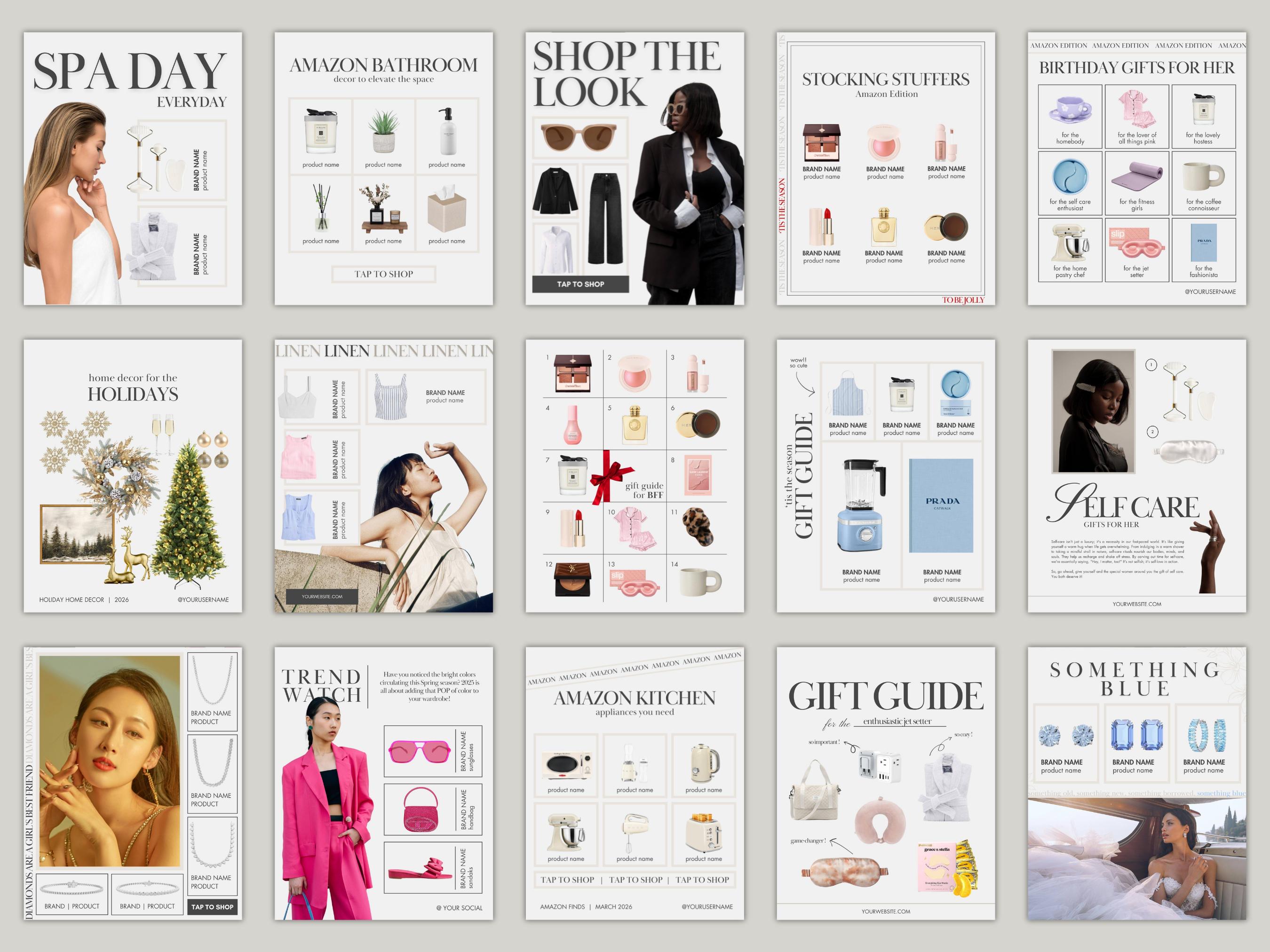 BUNDLE of 80 Editable Canva LTK Instagram Template, Gift Guide, Home ...