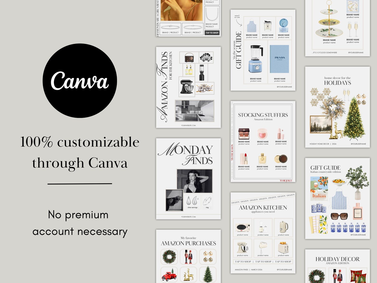 BUNDLE of 80 Editable Canva LTK Instagram Template, Gift Guide, Home ...