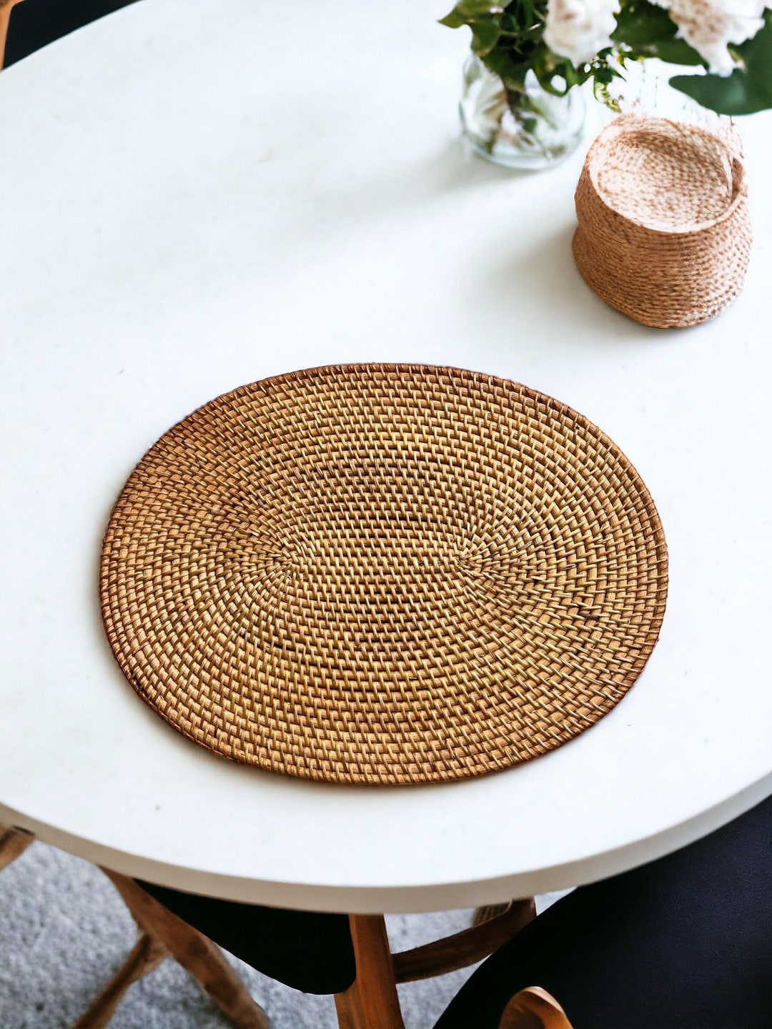 Authentic Handcrafted Oval Rattan Table Placemats, Luxury Durable Table