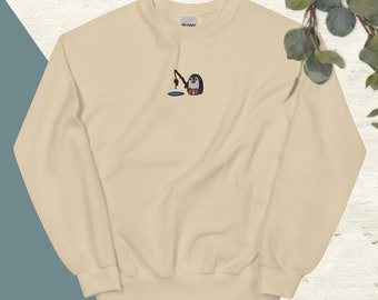 Penguin Sweatshirt, Penguin Fishing Embroidered Sweatshirt, Adventure Time Inspired Crewneck, Adventure Time Gunther Inspired Sweatshirt