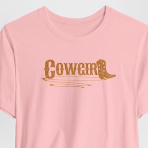 Vintage Cowgirl T-Shirt: Cowboy Boot Lasso Design