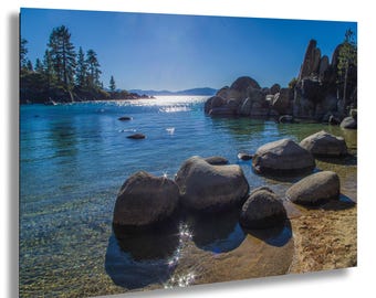 Lake Tahoe Diamond Sparkle Photography: Sand Harbor Fine Art Print Sun Reflections on Water