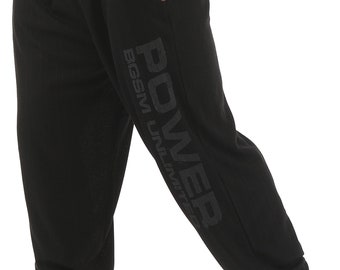 BIG SM SPORTSWEAR musclewear pantaloni sportivi da uomo, pantaloni da jogging, pantaloni da allenamento, pantaloni body, bodybuilding, pantaloni fitness per sollevamento pesi, nero 1350-pnt