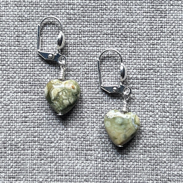 Puffy Heart Earrings, Rhyolite Earrings, Dangle Earrings, Gifts for Mom, Gifts for Girlfriend, Gifts for Wife, Igneous Rock Jewelry, Heart