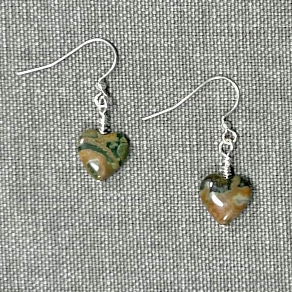 Puffy Heart Earrings, Rhyolite Earrings, Igneous Rock Jewelry, Dangle Earrings, Gifts for Mom, Gifts for Girlfriend, Gifts for Wife, Gifts