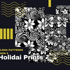 Aloha Pattern Pack 2 (24 images), Plumeria Background, Digital Print, Digital Art, Digital Paper, Seamless Pattern, Commercial Use