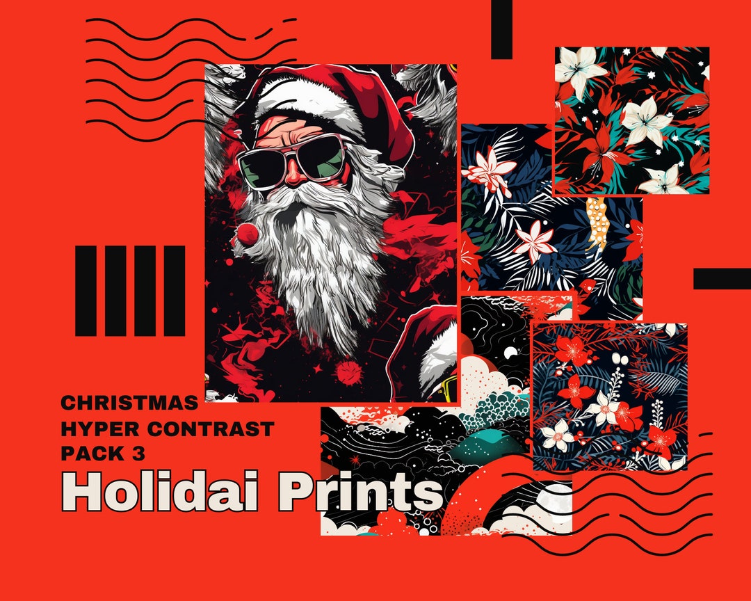 Hyper Contrast Christmas Pattern Pack, Seamless Digital Paper ...