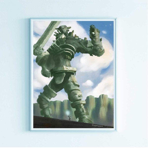 Third Colossus - Shadow of the Colossus Art Print, Epic Gaming Decor, Video Game Poster