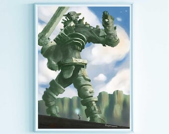 Gaius the Third Colossus - Shadow of the Colossus, Retro Print, Boss Fight Wall Art