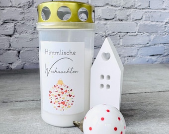 Christmas grave candle // Grave candle with sticker // Memorial light X-mas // Cemetery decoration // Grave decoration // Sticker for lantern