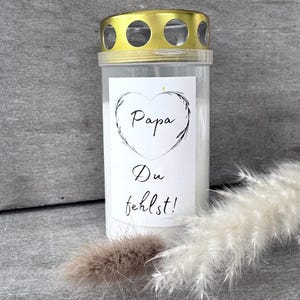 Bougie funéraire avec inscription // Bougie funéraire avec autocollant // Décoration funéraire personnelle // Cadeau de condoléances // Décoration funéraire // Autocollant pour bougie funéraire