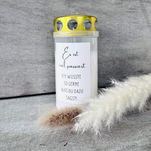 Bougie funéraire avec inscription // Bougie funéraire avec autocollant // Décoration funéraire personnelle // Cadeau de condoléances // Décoration funéraire // Autocollant pour bougie funéraire