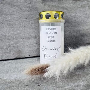 Bougie funéraire avec inscription // Bougie funéraire avec autocollant // Décoration funéraire personnelle // Cadeau de condoléances // Décoration funéraire // Autocollant pour bougie funéraire