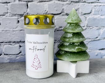 Christmas grave candle // Grave candle with sticker // Memorial light X-mas // Cemetery decoration // Grave decoration // Sticker for lantern