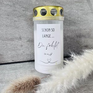 Bougie funéraire avec inscription // Bougie funéraire avec autocollant // Décoration funéraire personnelle // Cadeau de condoléances // Décoration funéraire // Autocollant pour bougie funéraire