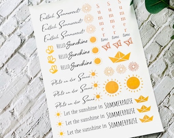 Candle tattoos summer // Candle foil Hello Sunshine // Sunshine // Guest gift // DIN A4 candle stickers