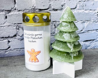 Christmas grave candle // Grave candle with sticker // Memorial light X-mas // Cemetery decoration // Grave decoration // Sticker for lantern