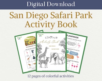 San Diego Safari Park Activity Book, Safari Park Field Trip Book, animal safari activity book, Safari Park Scavenger Hunt