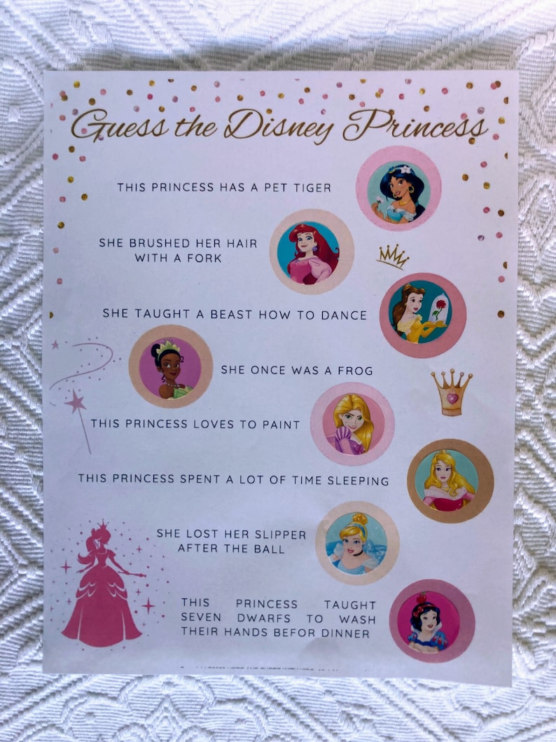 Princess Trivia Disney Princess Trivia; Guess the Disney Princess Game - Etsy