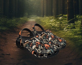 Cottagecore Gardener Shoes Moody Goblincore Black Botanical Clogs Shoes Dark Academia Vintage Apothecary Herbs & Plants Eclectic Maximalist