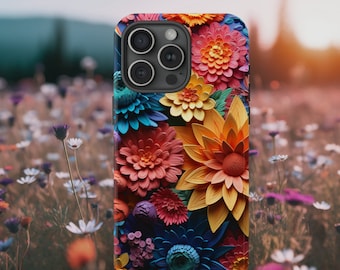 Etui na telefon z haftowanymi kwiatami 3D: Cottagecore Spring Flowers