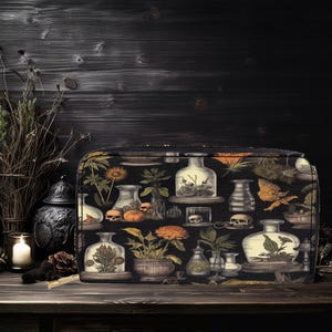 Petit portefeuille en cuir végétalien Forestcore Cottagecore foncé Witchy Botanical Fantaisie Gothique Compact Porte-cartes de crédit Organiseur Sac à main nature