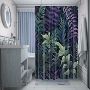 Dark Botanical Shower Curtain: Moody Goblincore Bathroom Decor