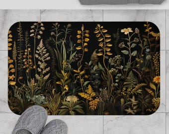 Badvorleger mit Blumenmuster: Gothic Cottagecore Teppich