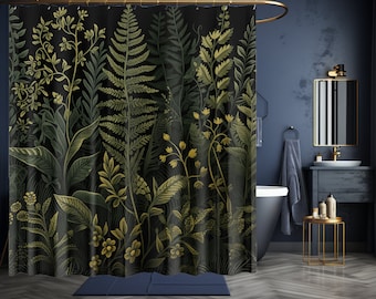Dark Academia Cottagecore Shower Curtain Goblincore Vintage Apothecary Herbs Plants Moody Décor Eclectic Bathroom Maximalist Botanical