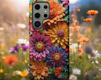 Etui na telefon z haftowanymi kwiatami 3D: Cottagecore Spring Flowers