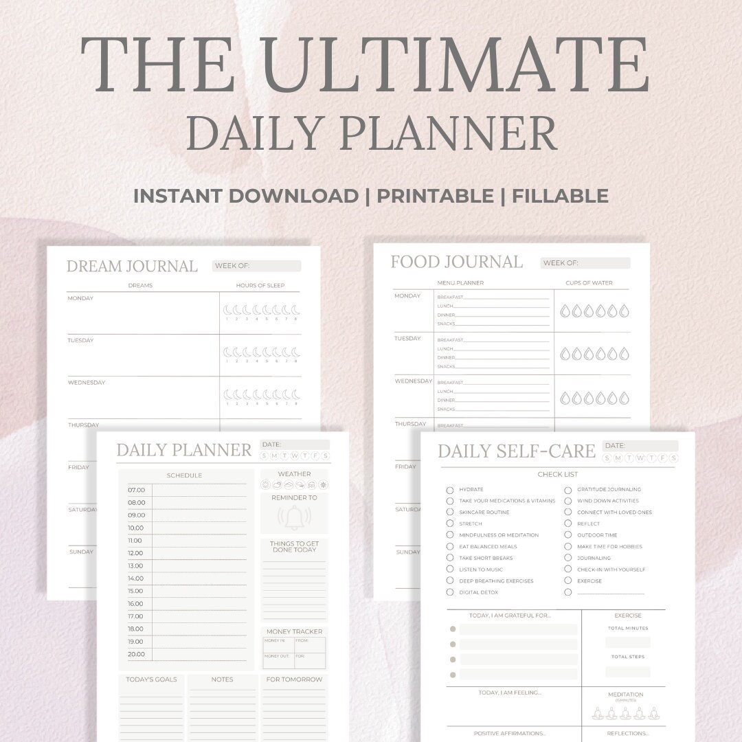 THE ULTIMATE PLANNER Self-care Daily to Do List Food - Etsy