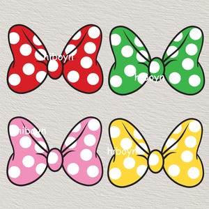 Bunt gepunktete Bögen in rot, grün, rosa, und gelb, Maus Schleife,Minnie Schleife,Ai,EPS,SVG,PNG,Sofort Download