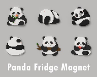 Panda Fridge Magnet 3D Perler Bead Pattern Digital Tutorial