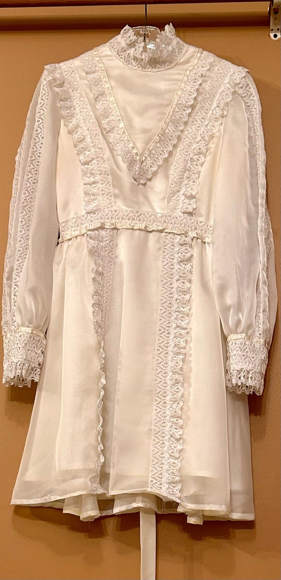 70s Mini Lace Wedding Dress