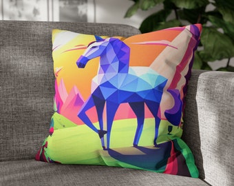 Unicorn Throw Pillow Cover Pillowcase Cotton Candy Cover Gift for Kid Home Decor Gift for Her Holiday Gift Spun Polyester Square Pillow Case