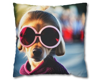 Dog my puppy Cool shades dog Sunglasses On Dog Spun Polyester Square Pillow Case